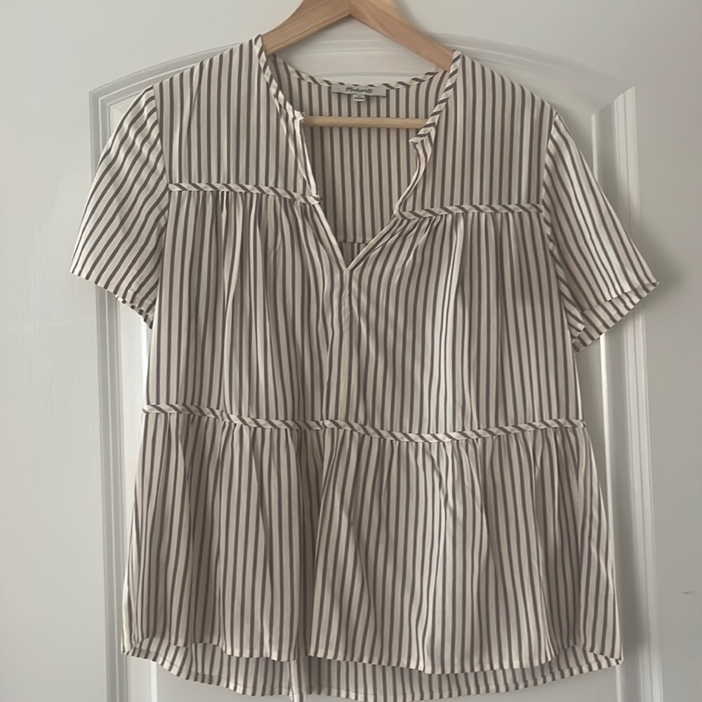 Madewell Striped Tiered babydoll blouse